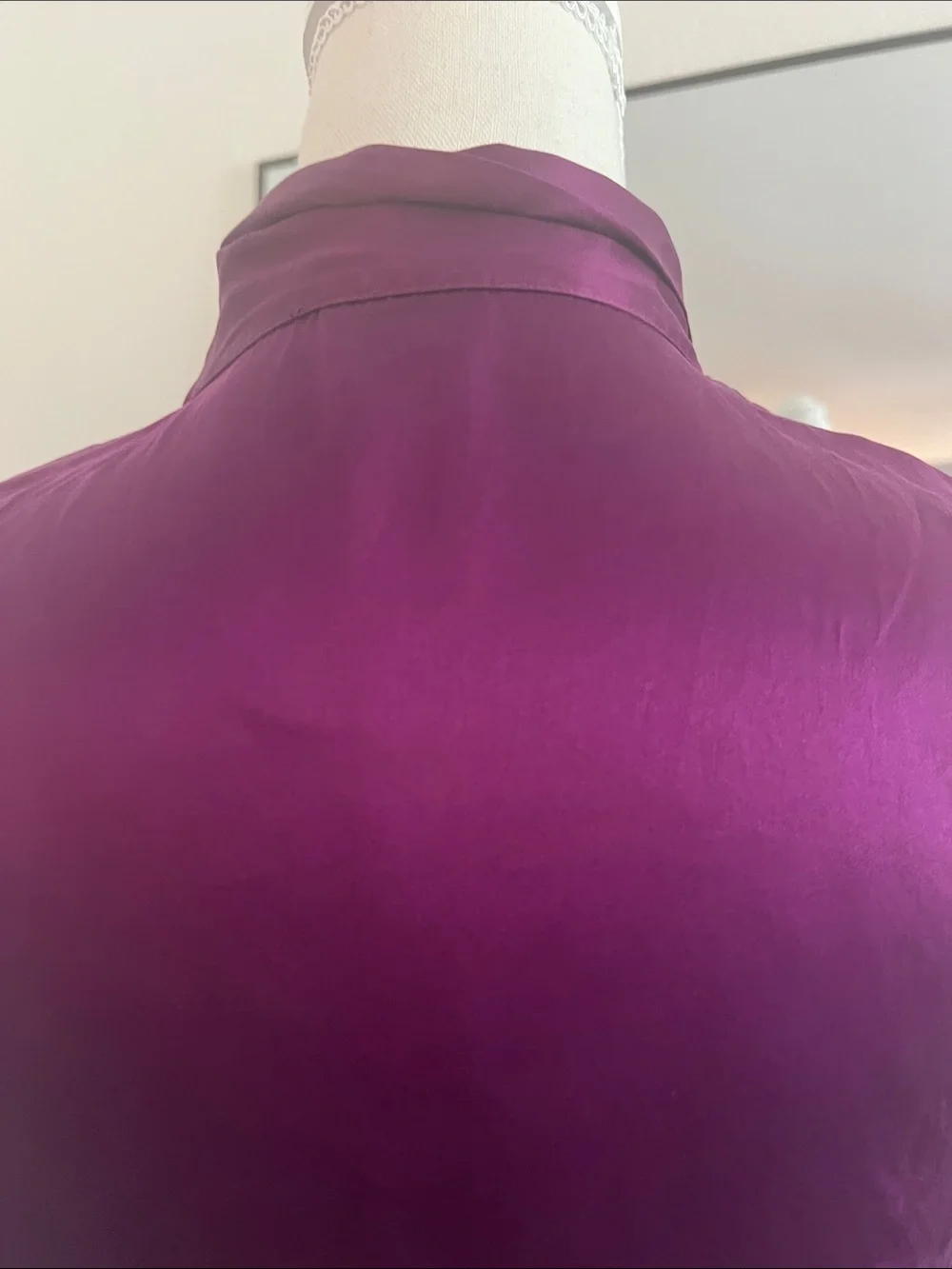 Ann Taylor Satin Ruffle V-Neck Camisole - Purple - Picture 7 of 8